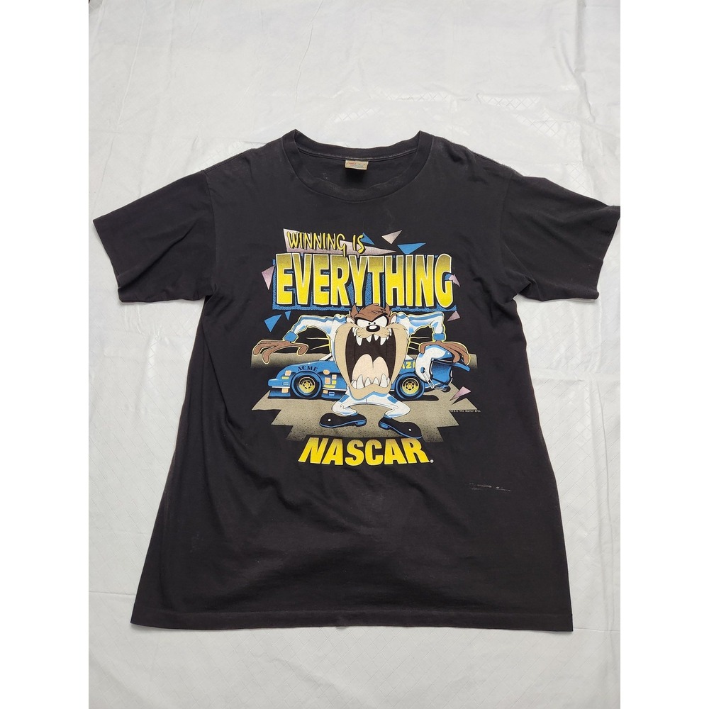 Vintage NASCAR Shirt Mens Medium Black Auto Racing Taz Winning Is Everything 90s